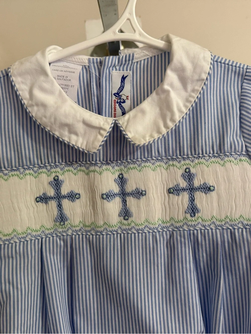 Silly Goose Smocked Crosses Bubble Romper